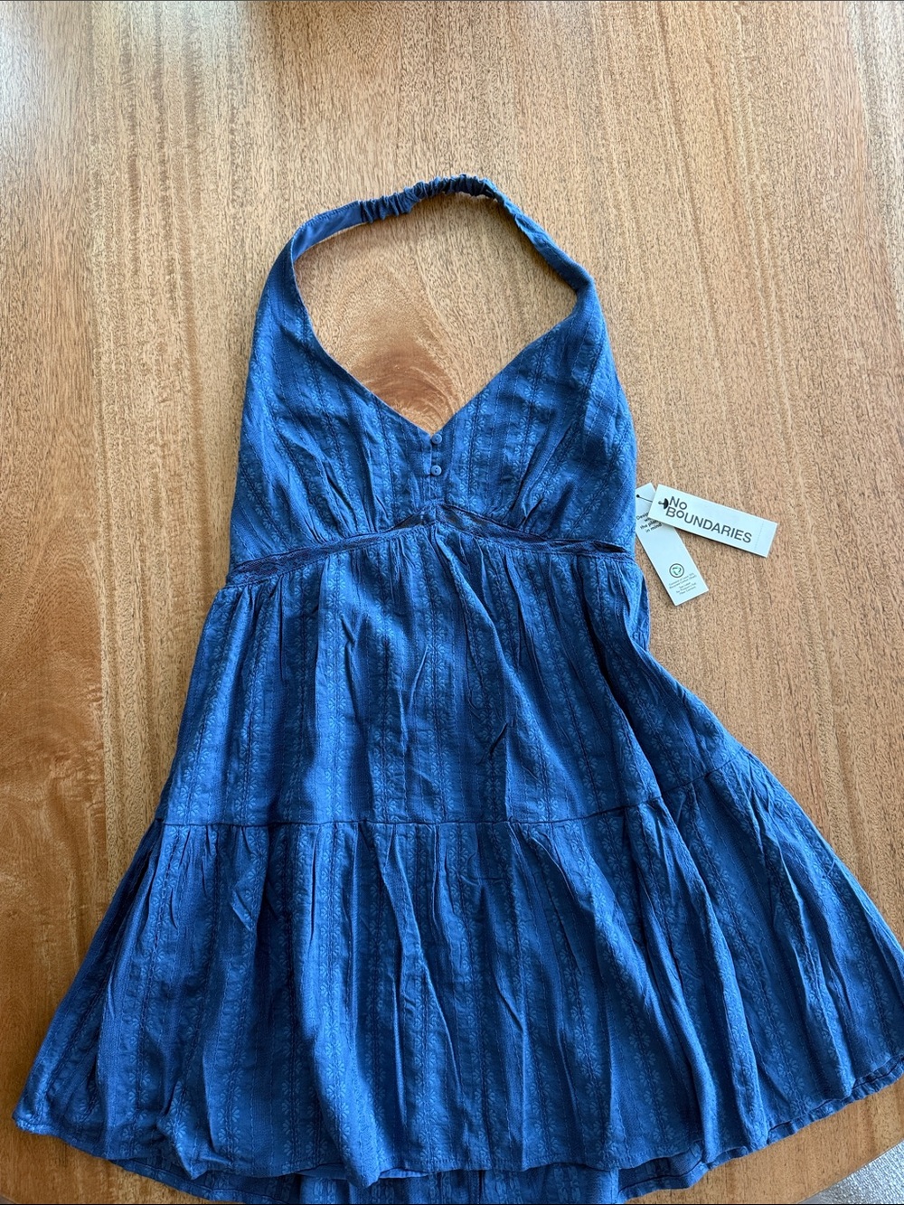 No Boundaries Navy Blue Halter Tiered Sundress